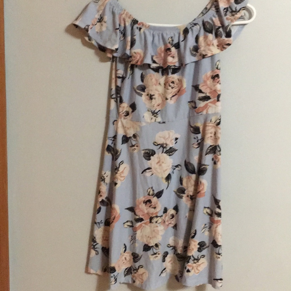 Pastel Flowered off the shoulder Dress
